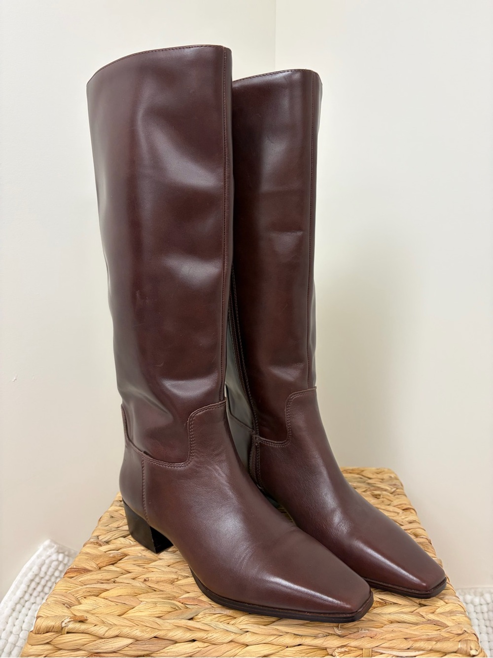 Vince Camuto Dark Burgundy Over-the-Knee Leather Boots